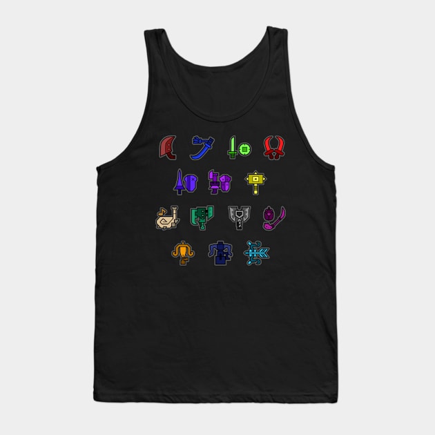 Monster Hunter Weapons Sticker Pack Tank Top by YhaniDoriasArts